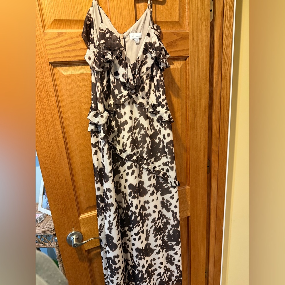 Topshop Ruffle Slip Dress - Animal Print